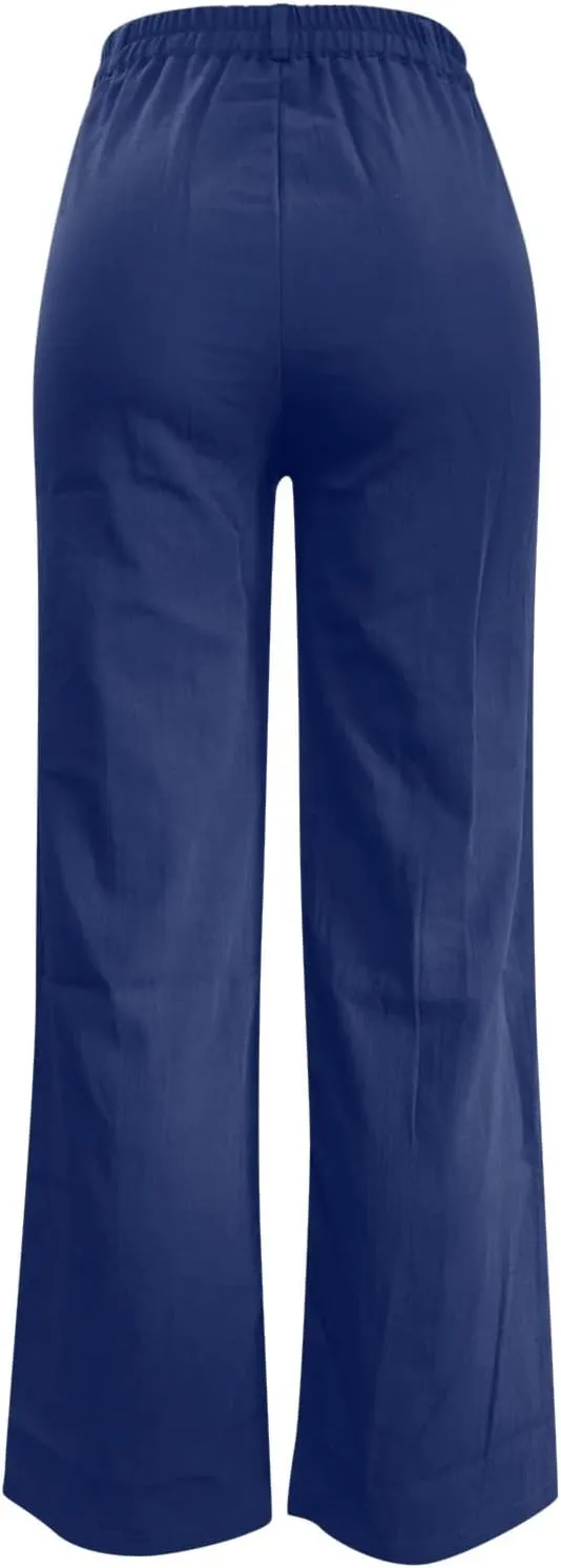 Womens Wide Leg Pants High Waisted Loose Ankle Length Trousers Casual Straight Baggy Summer Pants for Women with