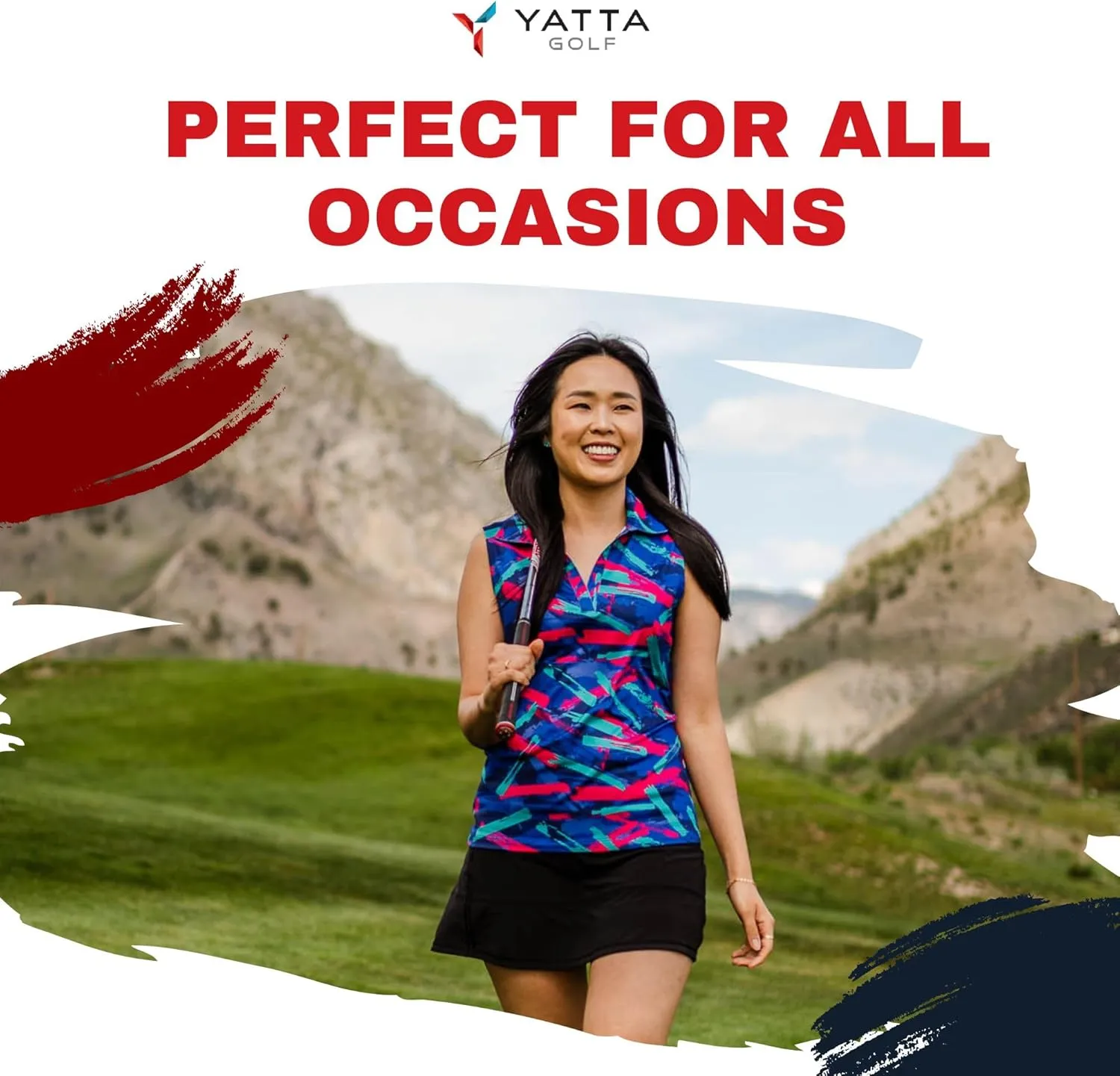 YATTA GOLF Performance Sleeveless Golf Polo for Women - Moisture Wicking V-Neck Golf Polo Shirts Workout Golf Tank Tops